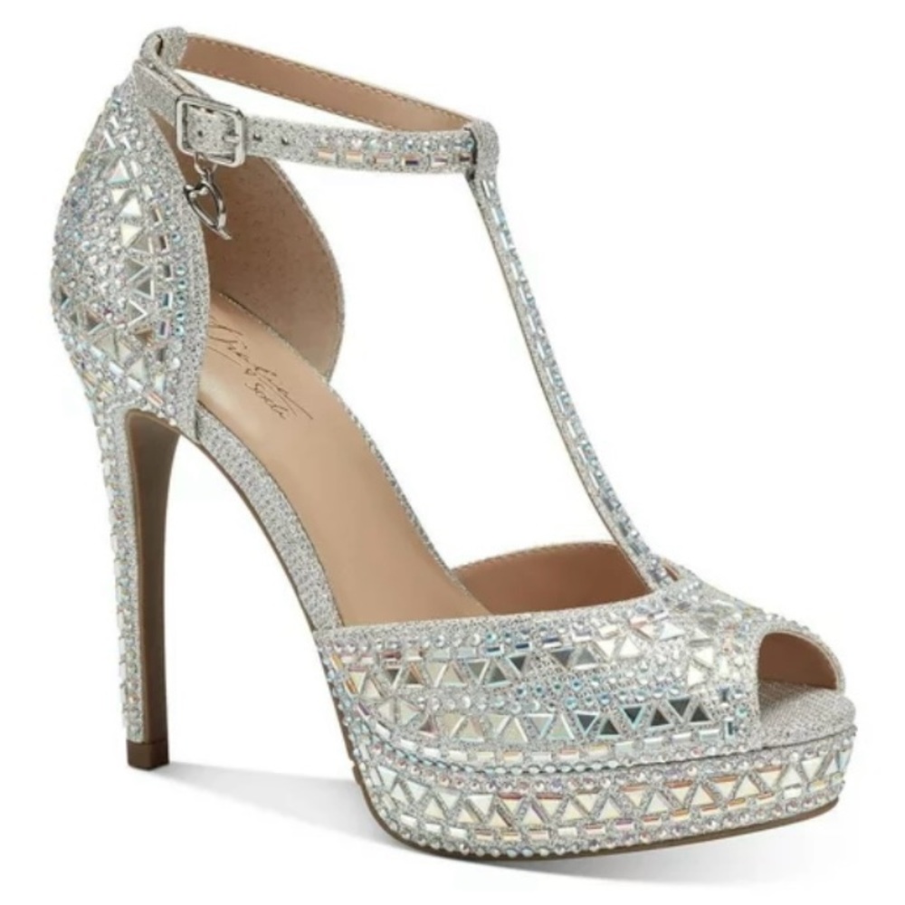 WORN ONCE  crystal embellished platform heels